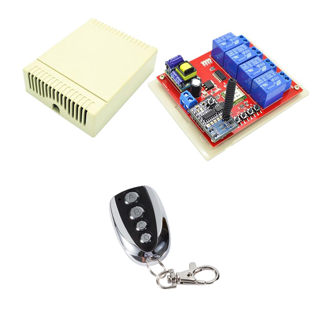 4CH Wireless Remote Control 220V Wifi Phone Switch Relay RF Receiver 4-Key