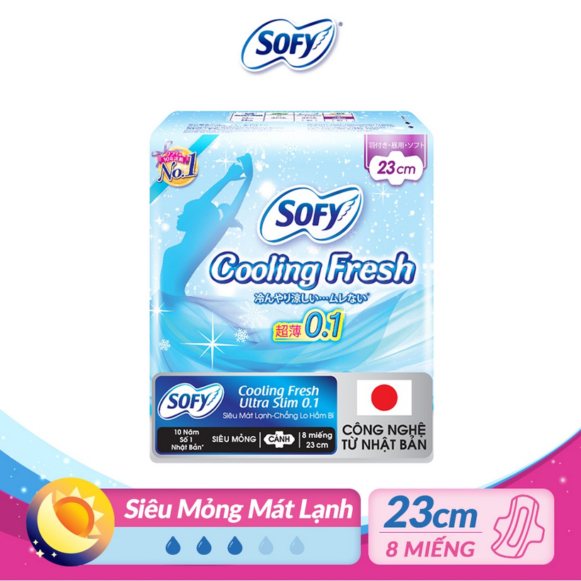 Băng vệ sinh Sofy Cooling Fresh Ultra Slim 0.1 23cm (Gói 8 Miếng)