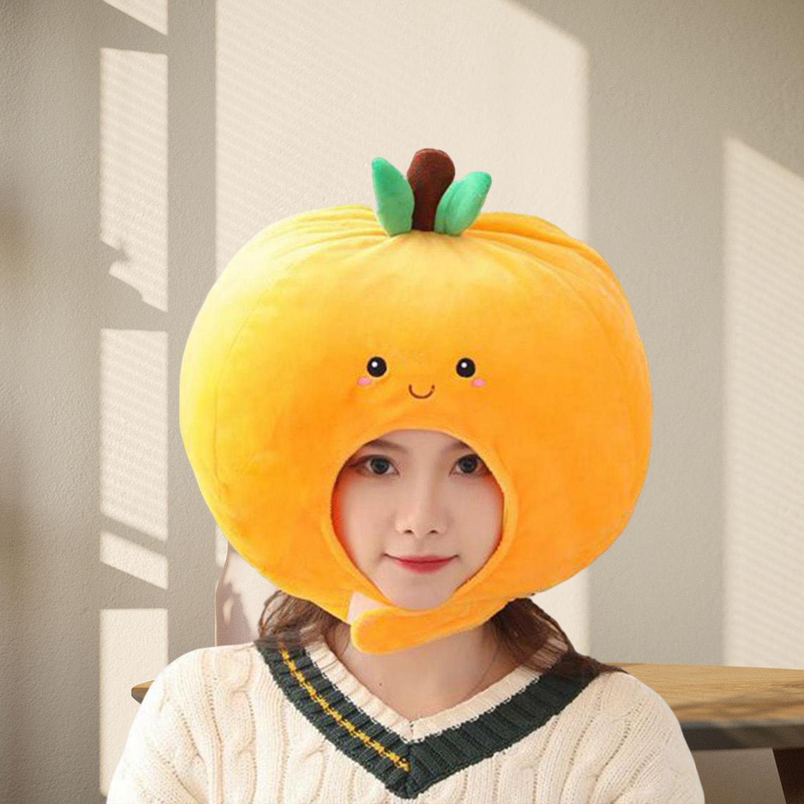 Plush Fruit Headgear Hat Plush Orange Birthday Photo Props Festival Costume Caps Adult