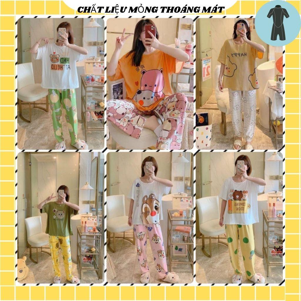 Đồ Bộ Nữ, Đồ Bộ Nữ Mặc Nhà, Đồ Bộ Nữ Thun Cotton Siêu Sang, Đồ Bộ Ngủ Nữ, Đồ Bộ Nữ Dài, Đồ Ngủ Nữ Thoáng Đồ bộ nữ mặc nhà quần dài tay cộc in hình họa tiết đa dạng, chất liệu mát mẫu dễ thương