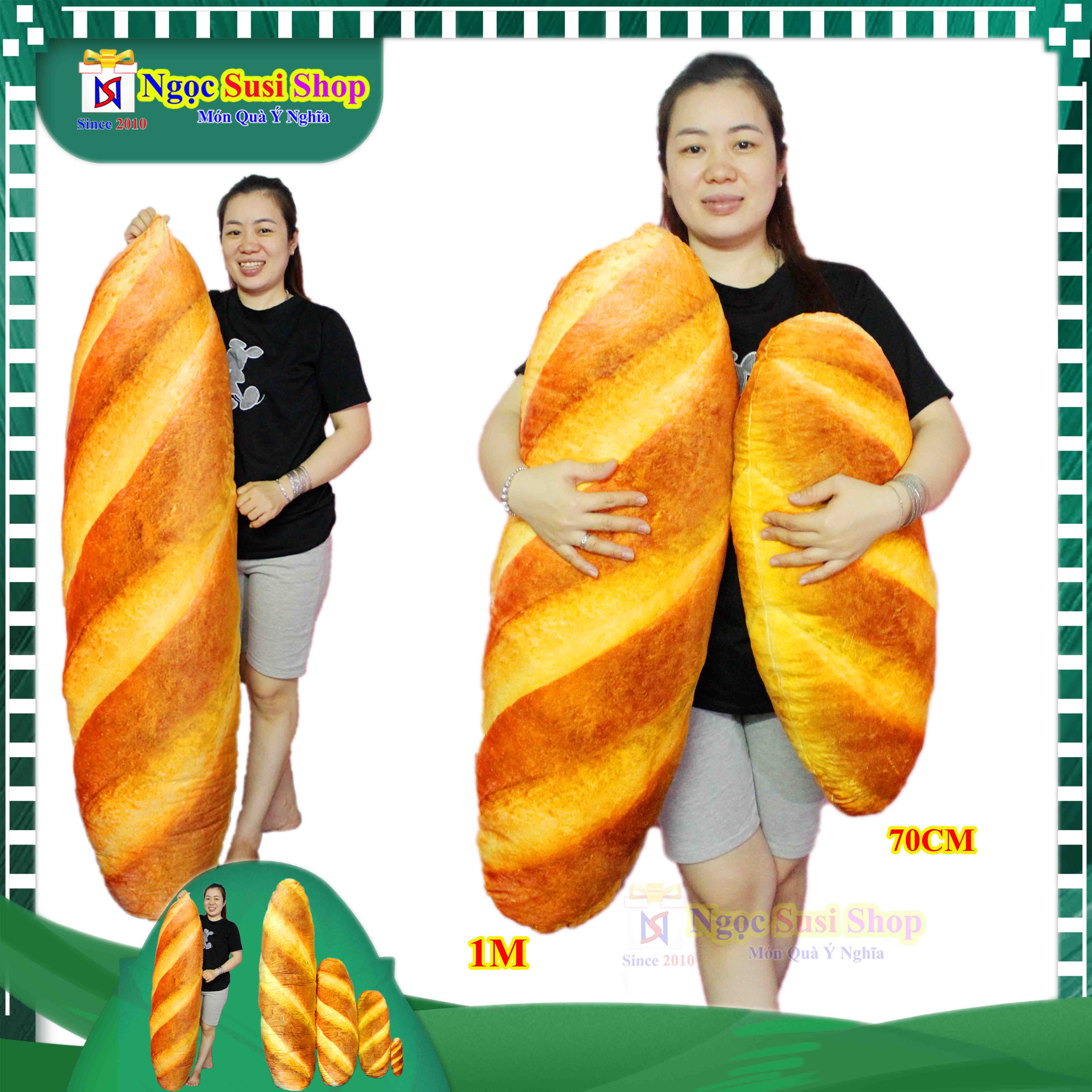 BÁNH MÌ 3D NHỒI BÔNG SIÊU TO KHỔNG LỒ SIÊU MỀM MỊN