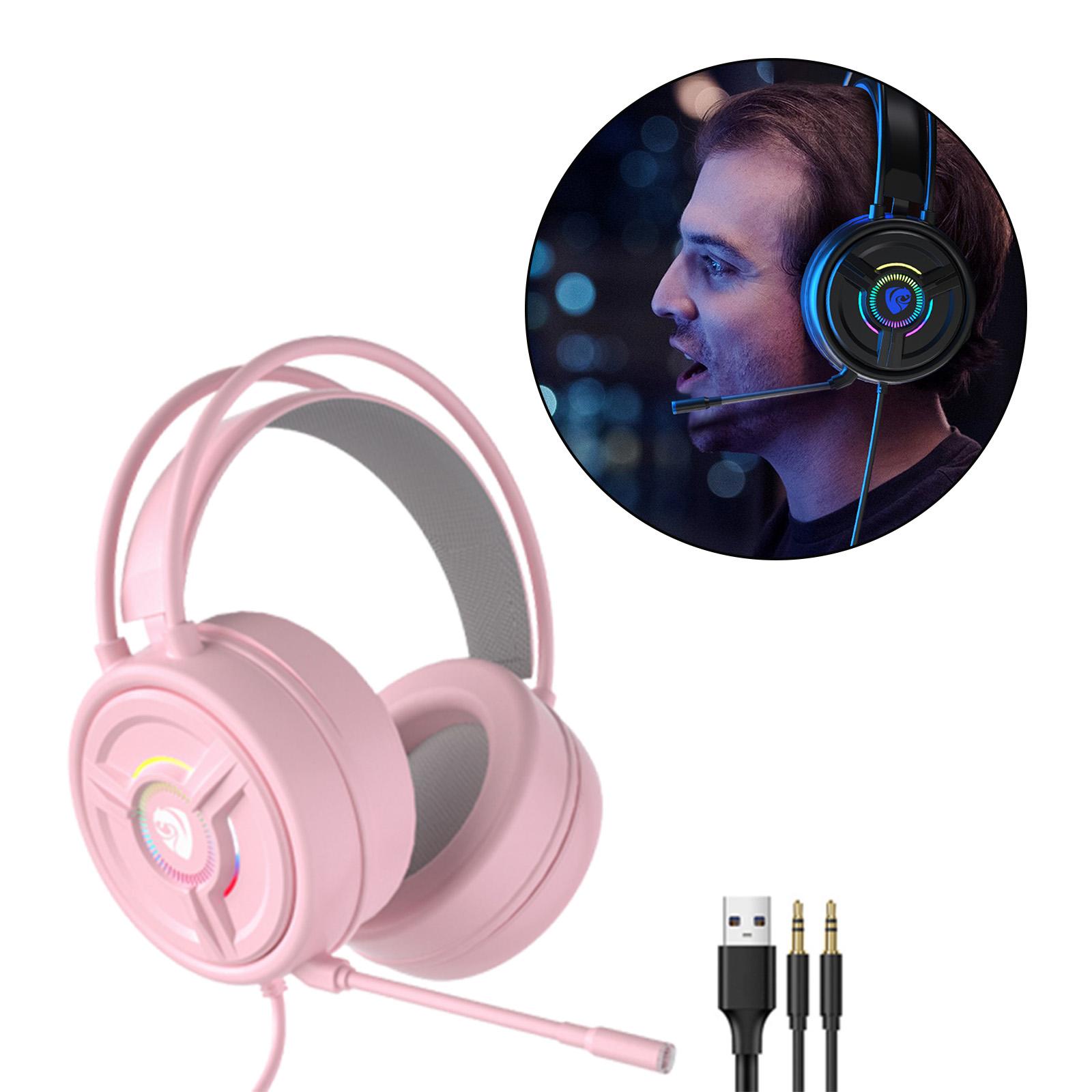 3.5mm Gaming Headset w/LED Light, Stereo Surround Sound, PSH-200 Gaming Headphones with Noise Cancelling Mic for PC Laptop