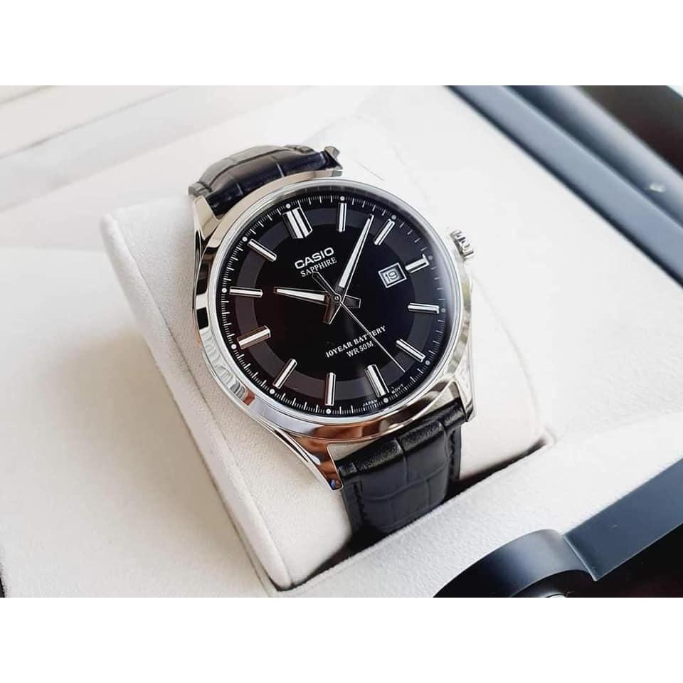 Đồng Hồ Nam Dây Da Casio Standard MTS-100L-1AVDF Chính Hãng - MTS-100L-1A Pin 10 năm - Kính Sapphire
