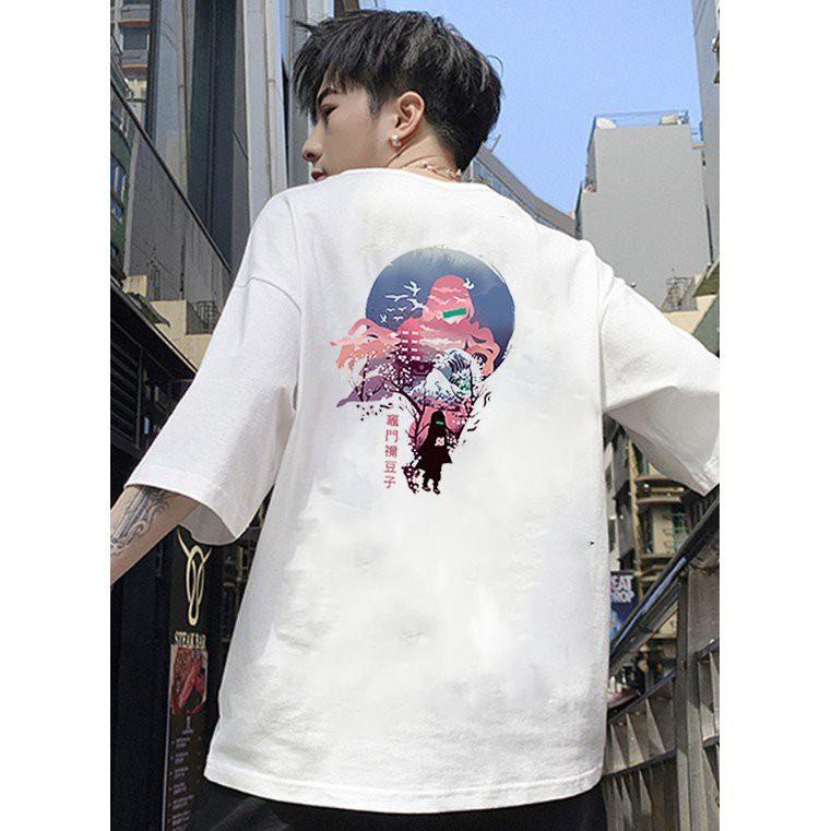 Áo thun unisex form rộng họa tiết phong cách Nhật Bản vải dày mịn 2020T2455