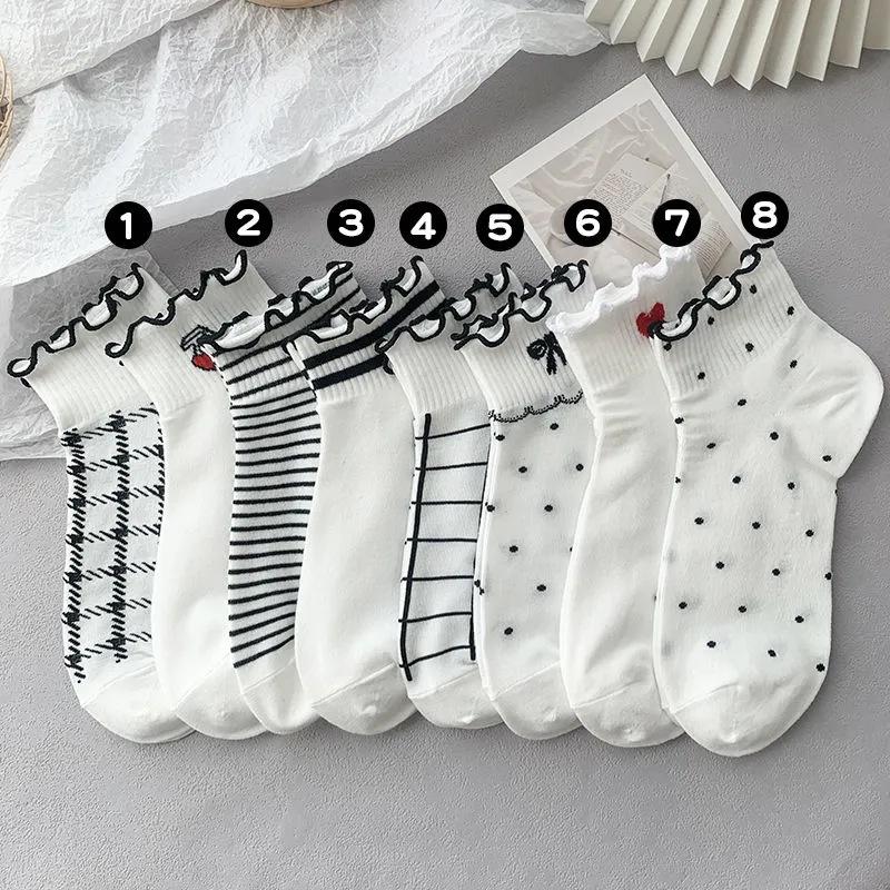 Tất vớ trắng nữ cổ cao chất liệu vải Hàn co giãn bốn chiều phong cách Vintage Hàn Quốc