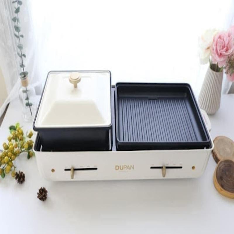 Bếp Lẩu Nướng Điện Đa Năng 2in1 Dupan Nhập Hàn, Nồi Lẩu Nướng 2 Ngăn Chống Dính, Công Suất 2000W, BH 12 Tháng