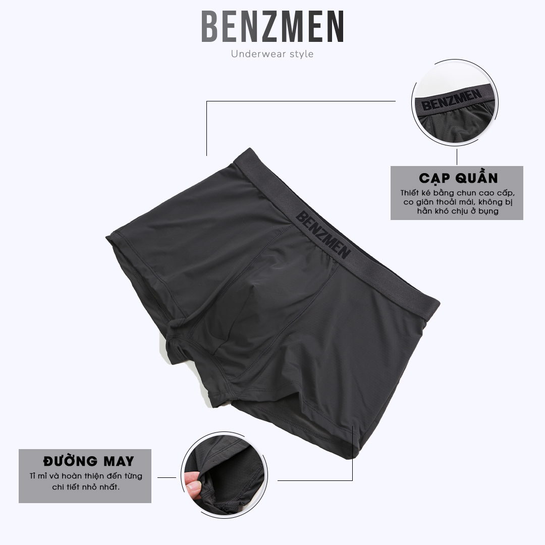 COMBO 5 Quần Sịp Boxer Thông Hơi, Quần Lót Nam BENZMEN Có Lỗ Thông Hơi, Thoáng Khí, Chất Liệu Polyamide Kháng Khuẩn, Khử Mùi Hiệu Quả BX02