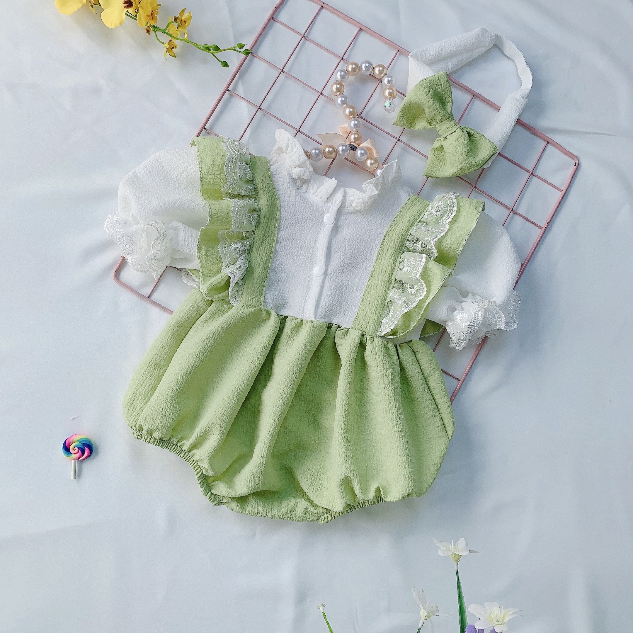 Bodysuit cho bé gái ̣̆ ̀ - NHƯ Ý HOUSE’s-body baby girl- body xanh cốm