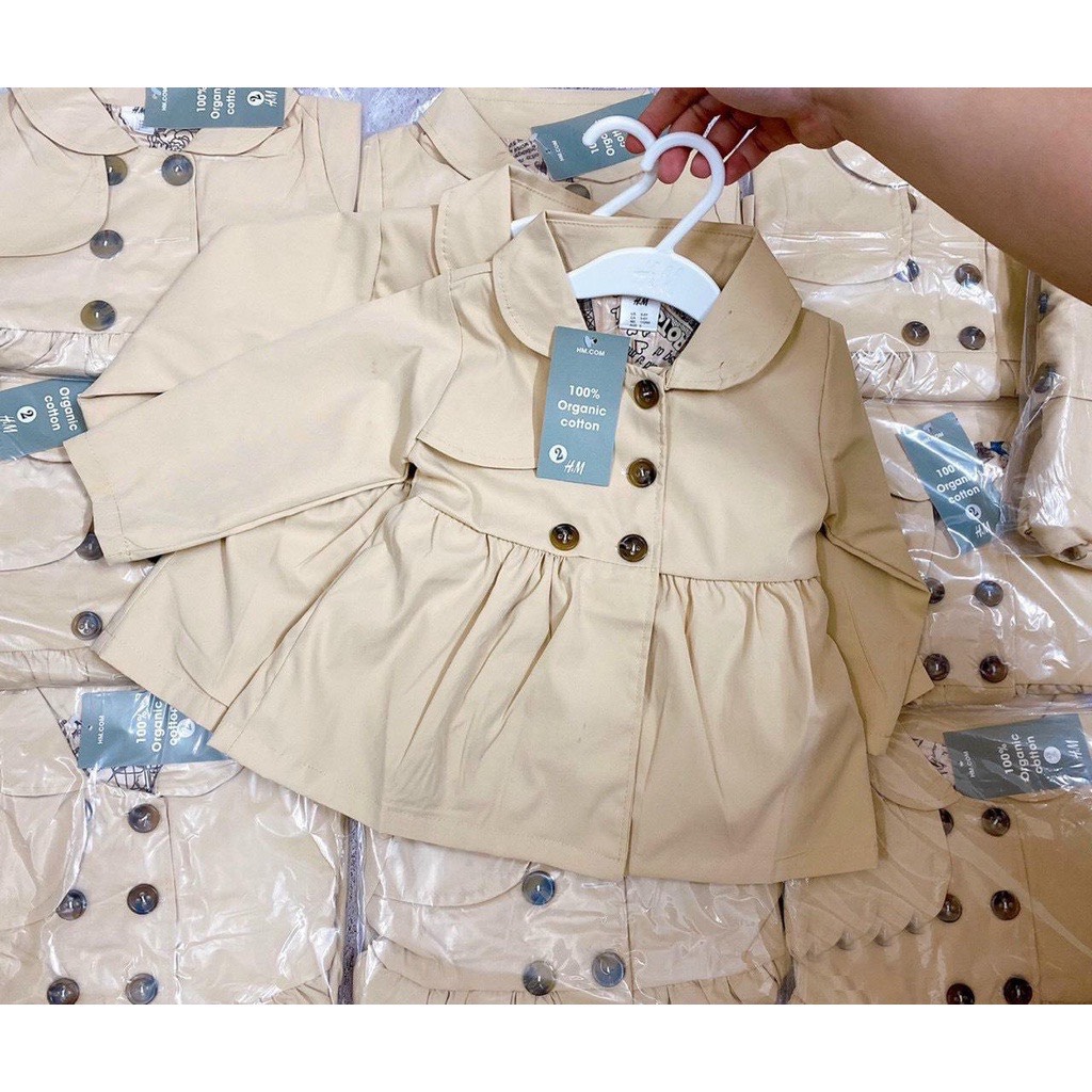 Áo khoác măng tô kaki dáng lửng ,áo choàng cho bé gái từ 9-25kg