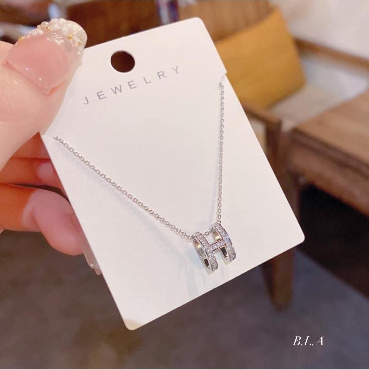 Dây chuyền nữ mặt chữ H chất liệu bằng bạc s925 MS090