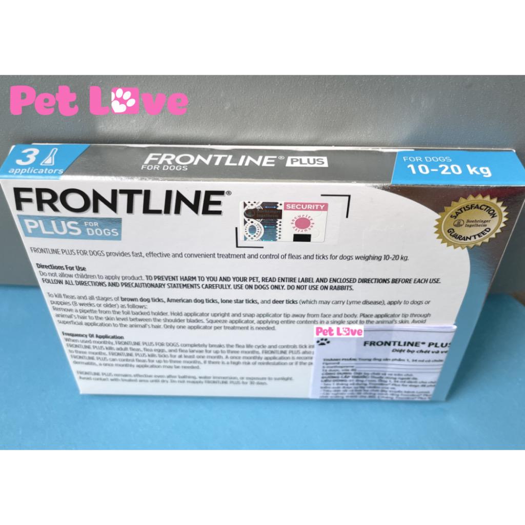 Frontline Plus nhỏ gáy diệt ve rận, bọ chét (chó 10 - 20kg, 1 hộp x 3 tuýp)