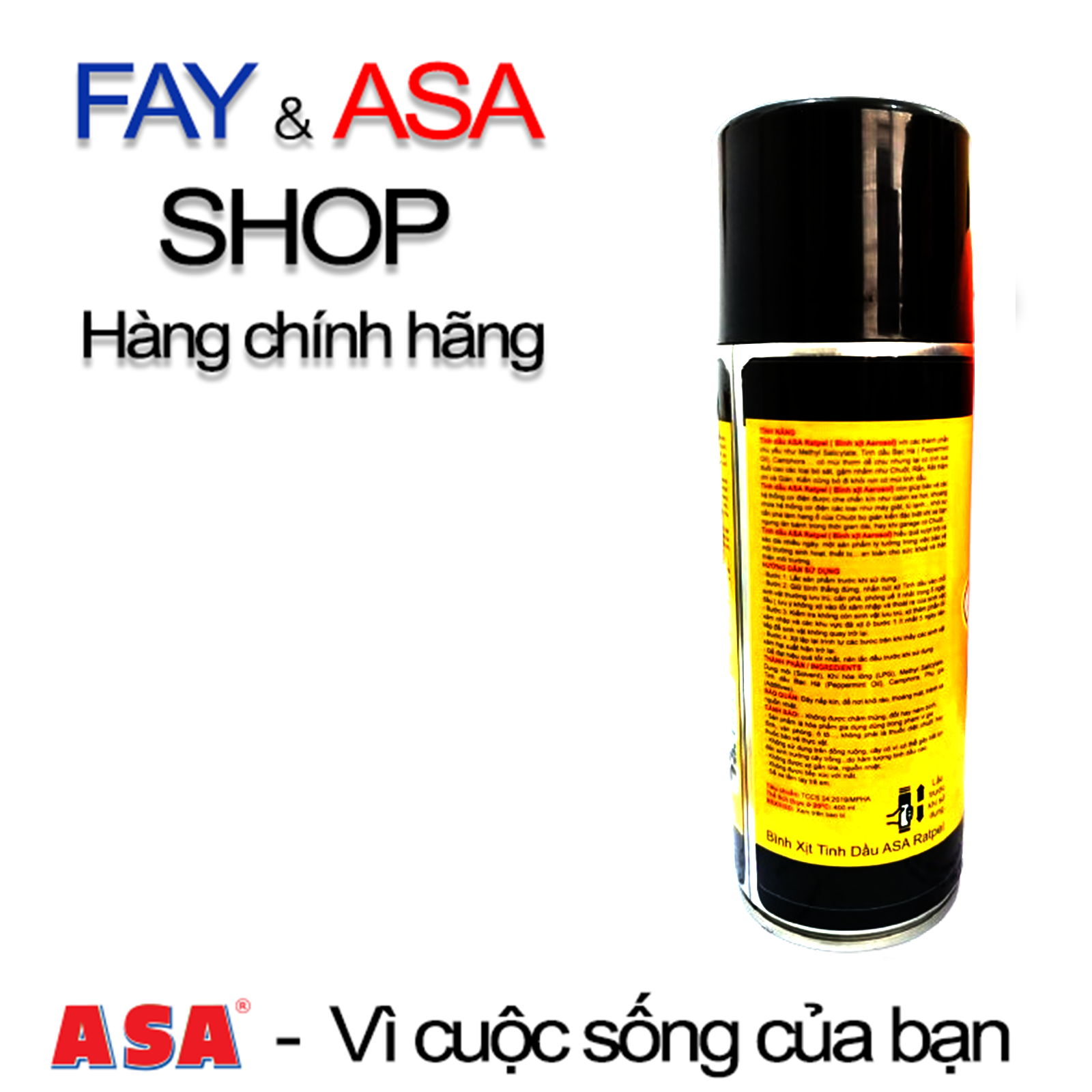 Tinh dầu xua đuổi chuột ASA Ratpel AEROSOL cho xe hơi, ô tô 400ml