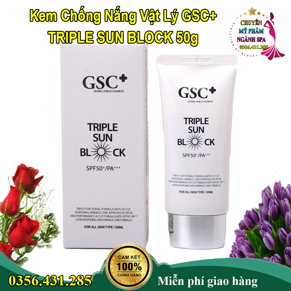 Kem chống nắng vật lý GSC TRIPLE SUN BLOCK SPF 50+/PA+++ chính hãng 50g