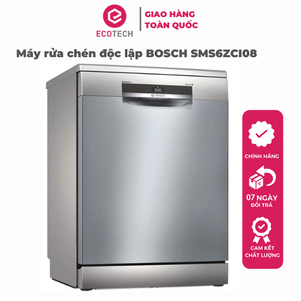 Máy Rửa Chén Độc Lập 14 Bộ BOSCH SMS6ZCI08E Serie 6 Công Nghệ Zeolith - Hàng Chính Hãng