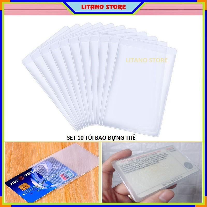 Combo 10 Túi Vỏ Bao Nhựa PVC Đựng Bọc Thẻ  ATM Căn Cước Công Dân, Bằng Lái Xe, Thẻ Ngân Hàng, Thẻ Sinh Viên