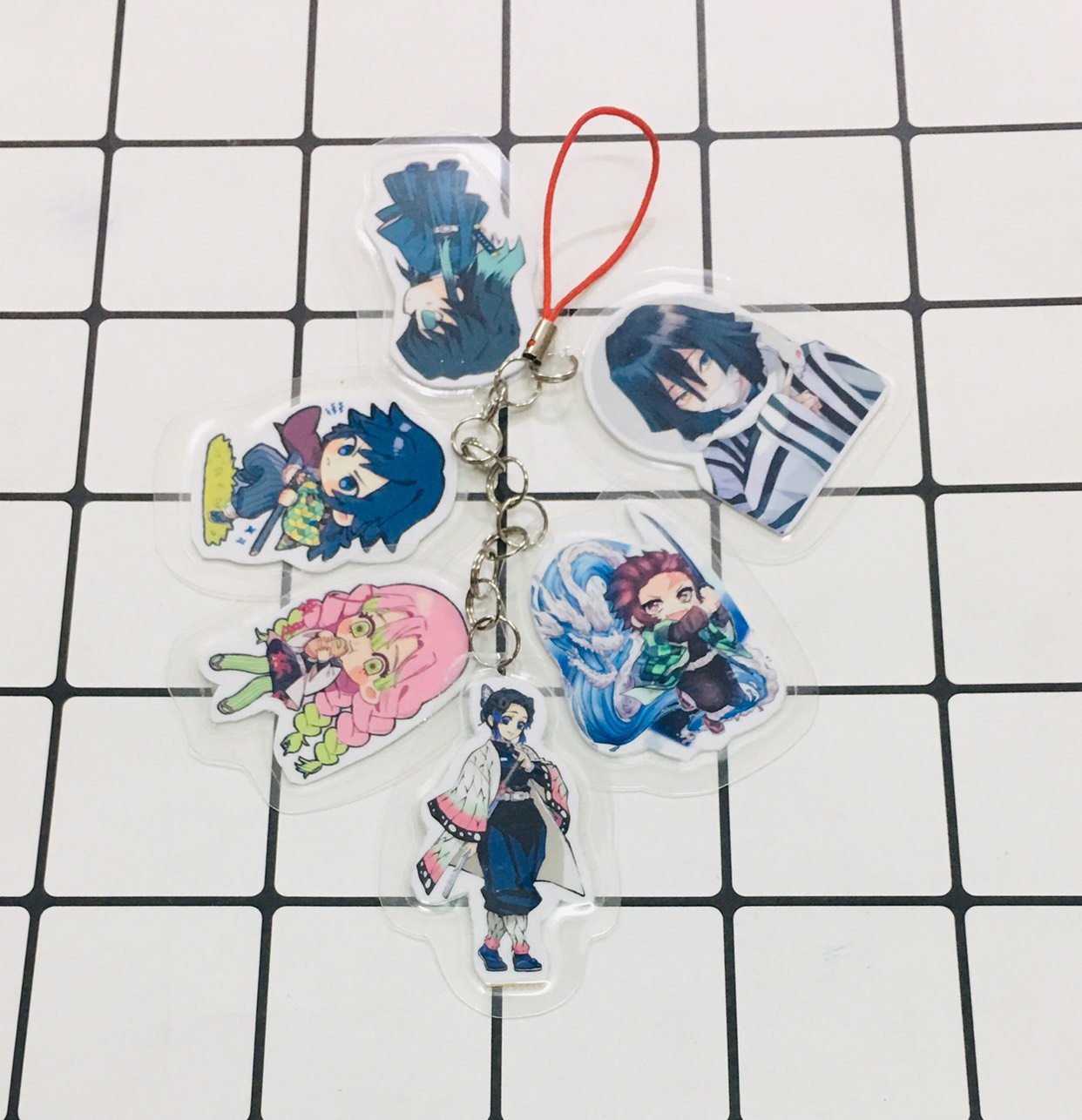 3 Dây móc chùm Kimetsu no Yaiba chibi tổng 18 miếng