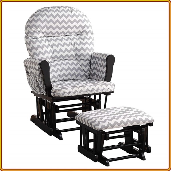 Ghế trượt thư giãn Rocking Chair Juno Sofa khung màu nâu nệm sọc KT 70 x 74 x 102 cm