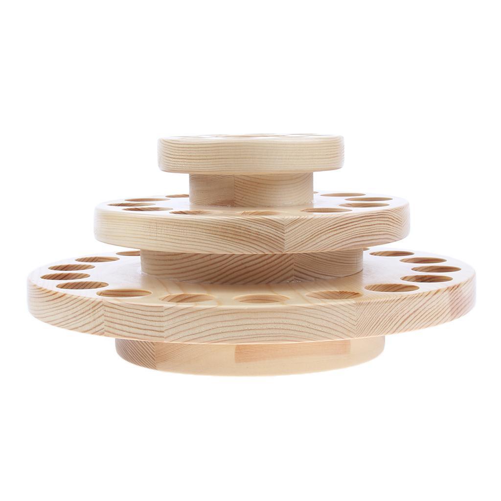Wood Rotating Essential Oil Holder Display Shelf Organizer 3 Tier 39 Hole