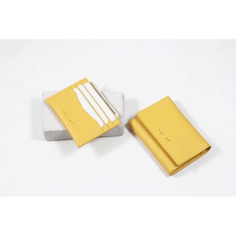 Couple Ví Heart3 Gold Mini Wallet &amp; Mini HAVIAS Pie Yellow