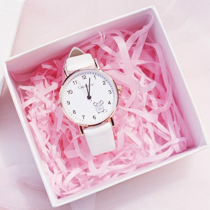 Đồng hồ Quartz dây da hoạt hình chuột cho trẻ