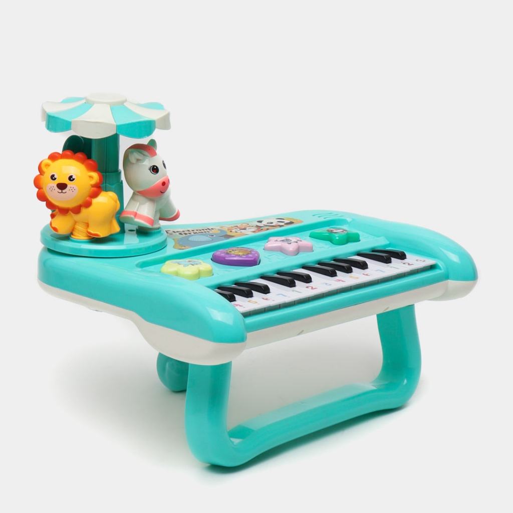 Đàn Piano Phát Nhạc - Organ Kết Hợp Vòng Xoay Thú Khi Đánh Đàn Đèn Led Quay 360 Sinh Động Quà Sinh Nhật Cho Bé Trai Gái