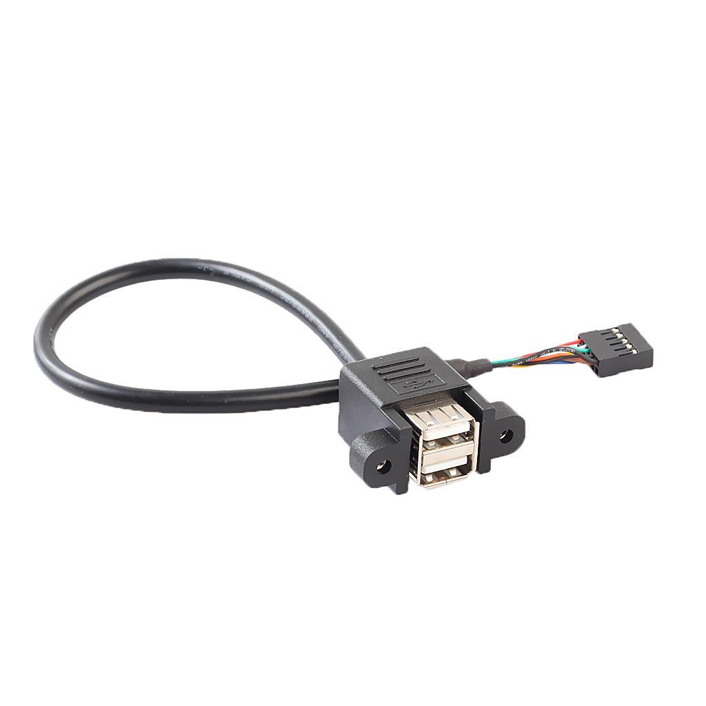 2-5pack Dual USB 2.0 A Female to Motherboard 9 Pin Header Cable and Screw Panel
