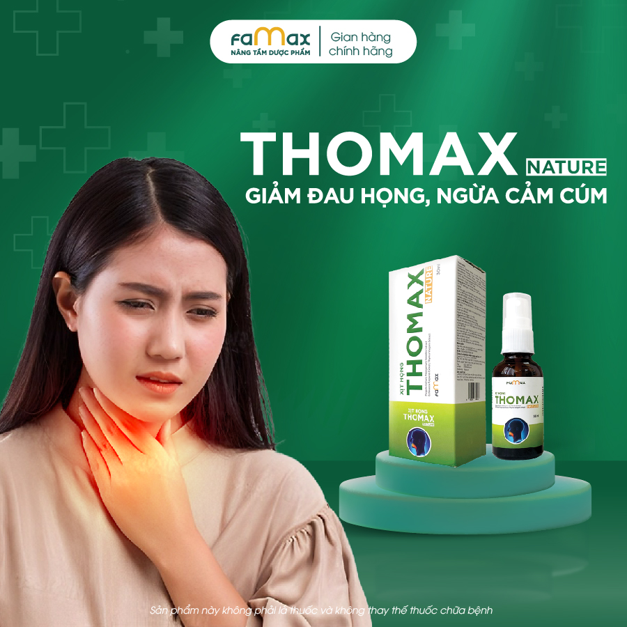 [FAMAX] Xịt họng Thomax Nature lọ 30ml hỗ trợ giảm ho, giảm đau họng, viêm họng, viêm amidan