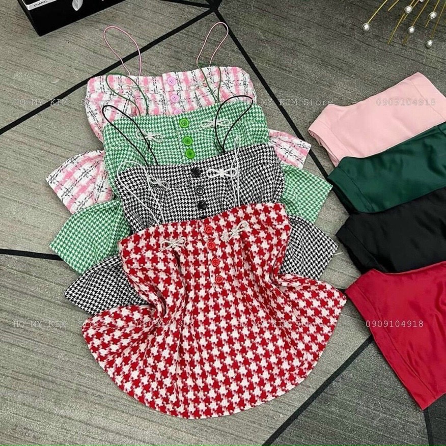 Bộ Nữ Zic Zac Đính Cúc Đủ Màu, Áo 2 Dây Quần Nữ Có Túi Chất Đẹp Sang Chảnh