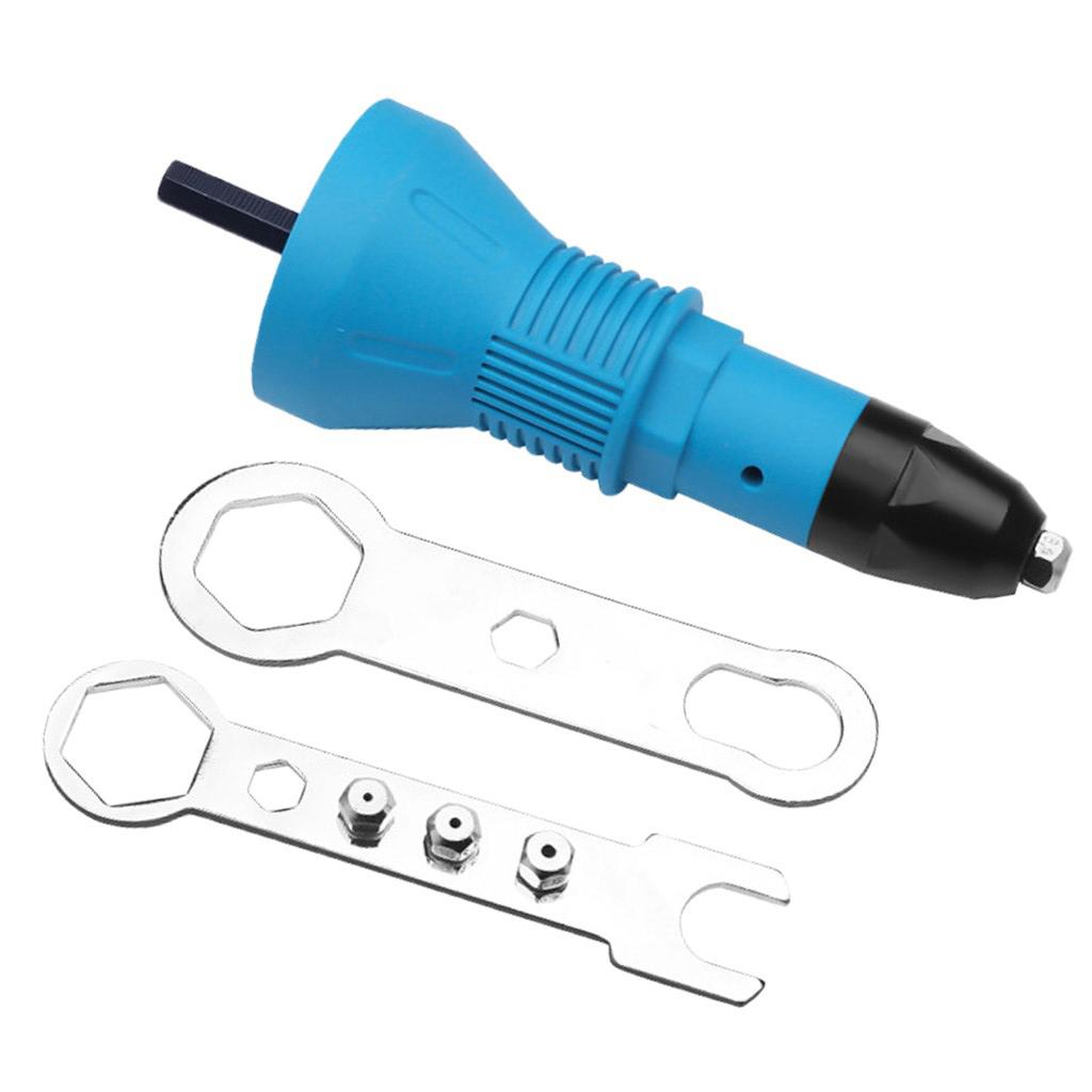 Rivet Gun Adaptor for Cordless Drill Electric Nut Riveting Riveter Tool-Blue