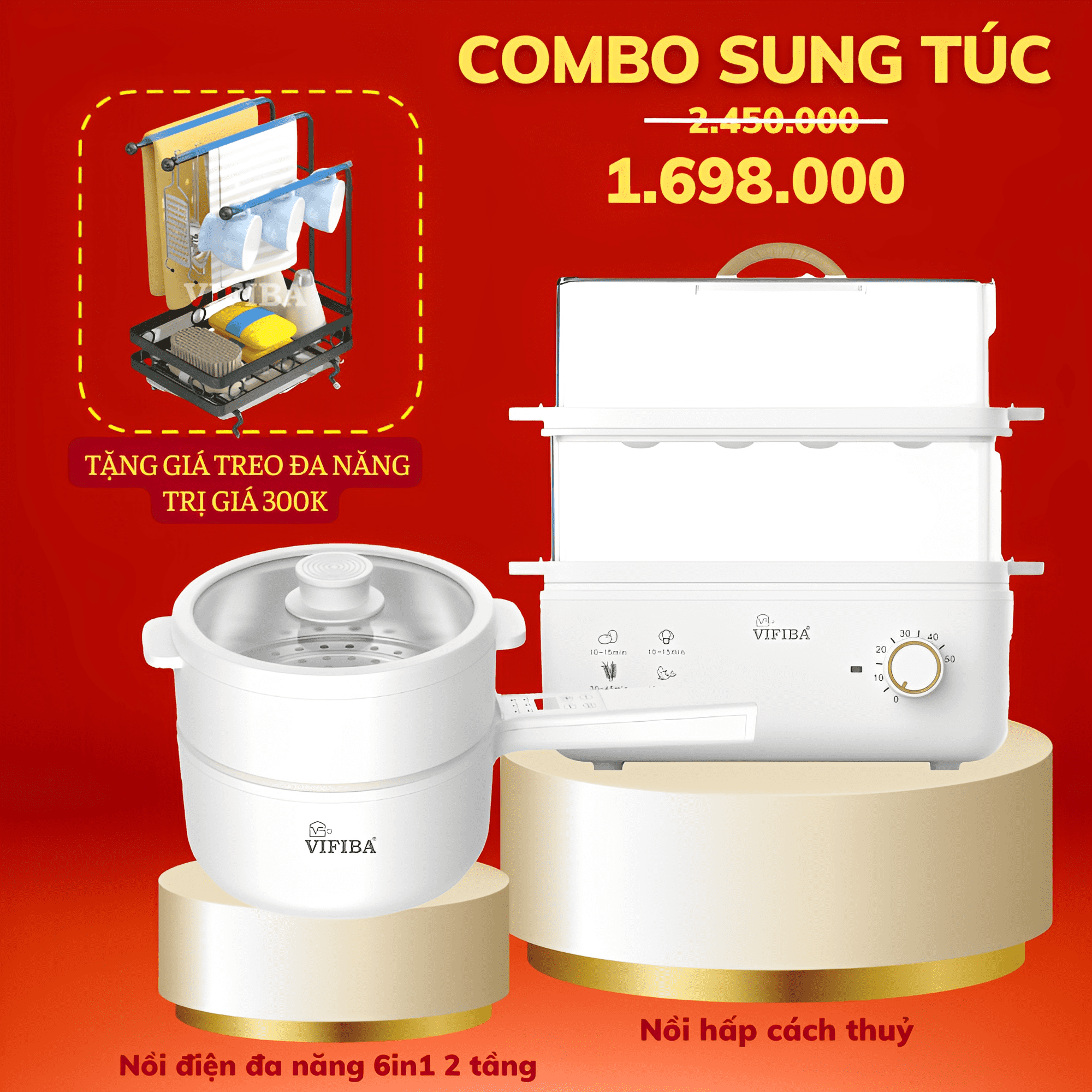 Nồi lẩu điện đa năng cao cấp 6IN1 chống dính kèm xửng hấp Homea2z, nồi hấp điện, chảo điện thông minh 2 tầng siêu tốc