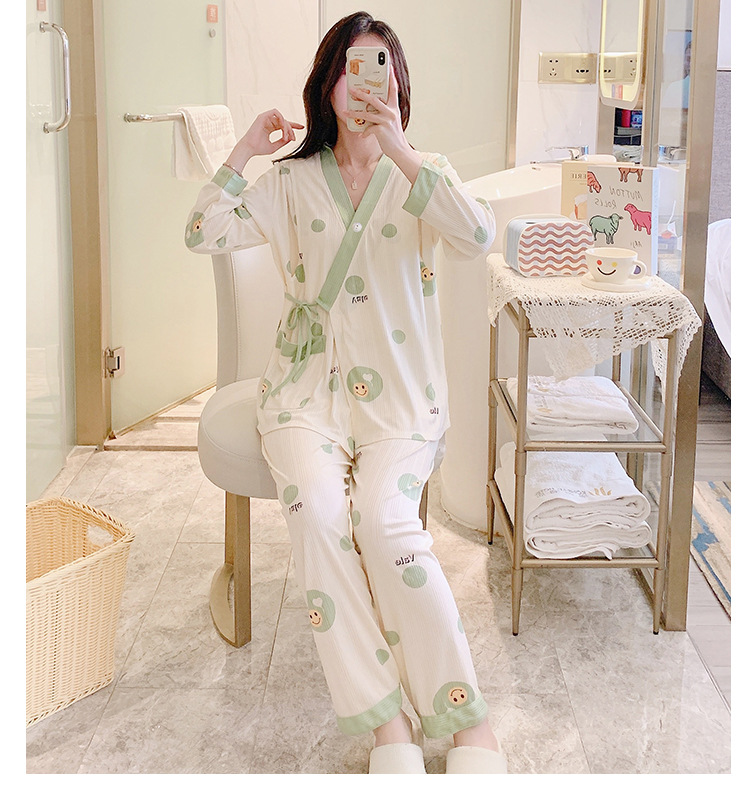 Bộ Đồ Bầu Sau Sinh Dài Tay Có Khe Mở Cho Con Bú Chất Liệu Cotton