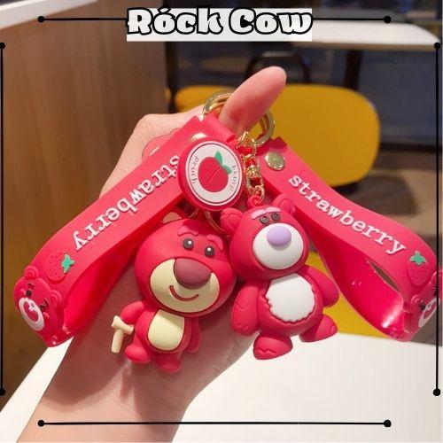 Móc khóa gấu dâu, gấu hồng Losto cao cấp đẹp cute hình thú dễ thương phụ kiện túi xách MK5 - Rockcow