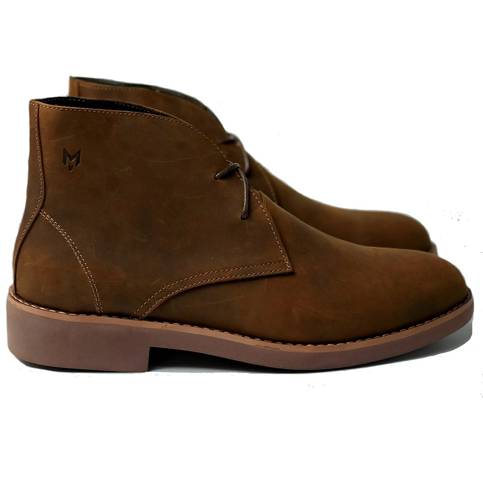 Giày cao cổ nam MAD Chukka Boots Brown da bò sáp ngựa điên cao cấp phong cách bụi bặm cá tính mạnh mẽ