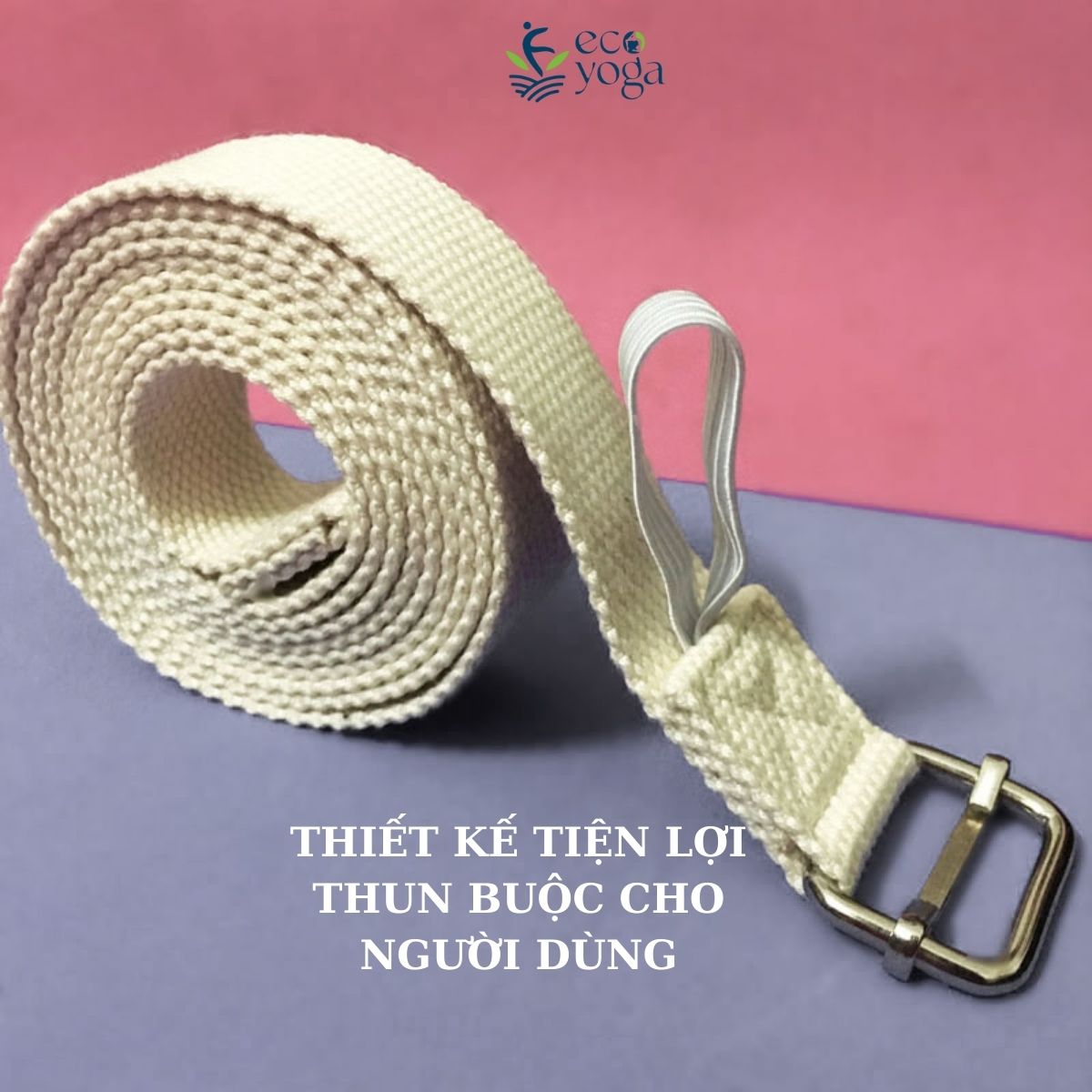 Dây Đai Tập Yoga Cotton Dài 2.5m khuyên vuông, Bản 3.8cm, Dày 2mm, hàng xuất khẩu chất liệu tự nhiên Nhiều Màu Lựa Chọn