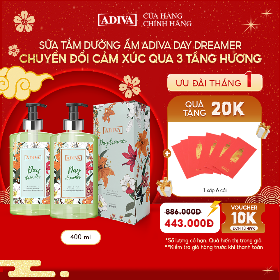 Combo 2 Chai Sữa Tắm Dưỡng Ẩm Hương Nước Hoa Adiva Day Dreamer