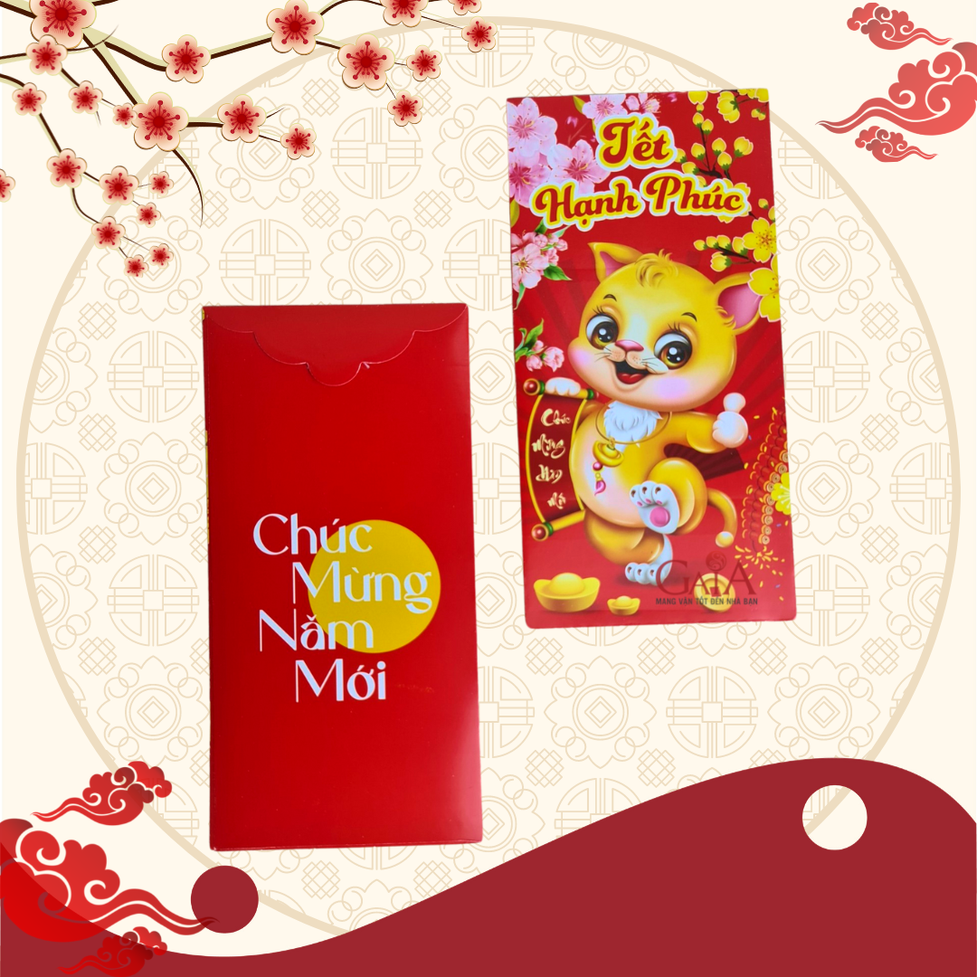 Combo 10 bao lì xì Tết đỏ họa tiết năm mới may mắn lộc phát nhiều mẫu