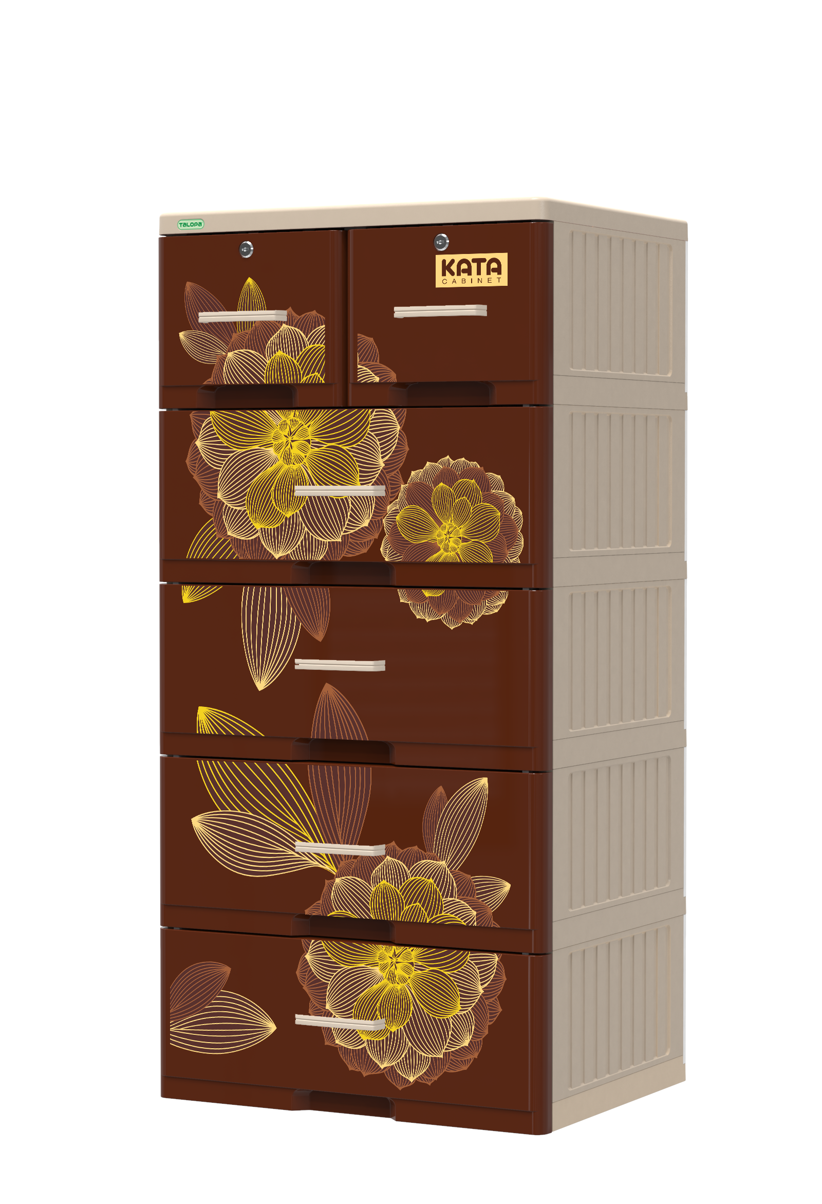 Tủ Nhựa Kata 5 Tầng Giá Rẻ, Chất Lượng, Chính Hãng, Nhiều Màu Sắc - Nâu - Hoa Cúc