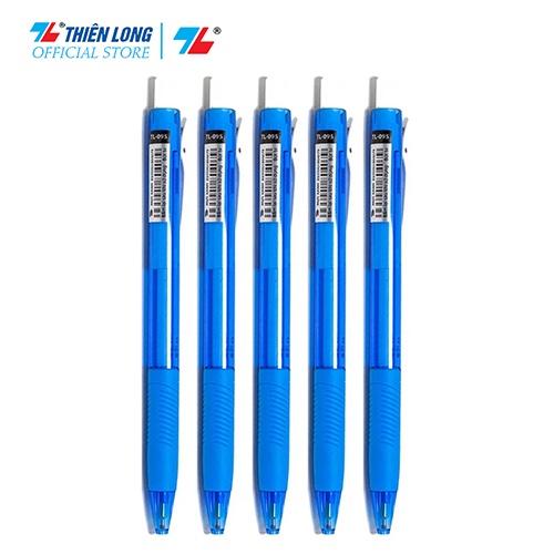 Combo 5 Bút Bi Thiên Long Laris TL-095- 3 màu mưc- Xanh/ Đỏ/ Đen- Tự động thu ngòi khi cài vào túi áo