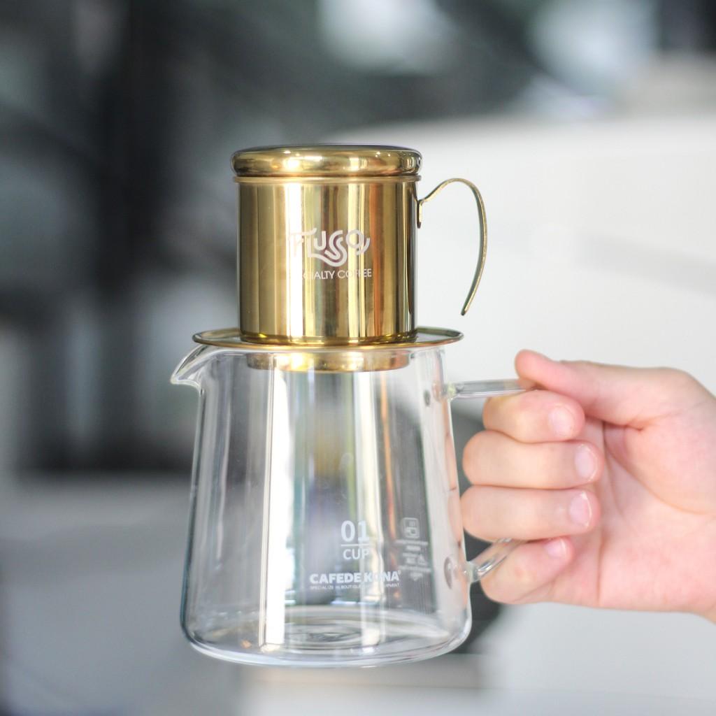 Phin Pha Cà Phê Inox 304 Mạ Vàng Flusso Specialty Coffee