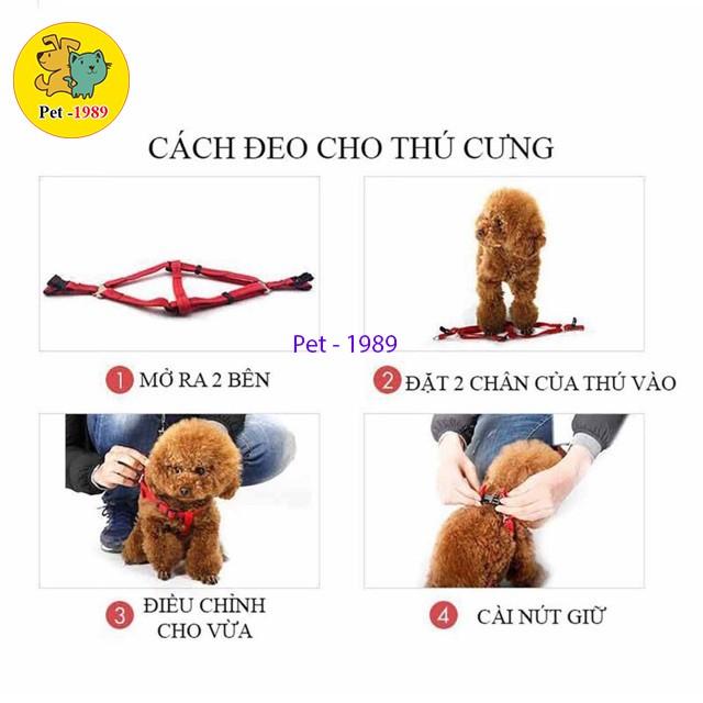 Dây dắt + yếm vải cho chó mèo Pet-1989