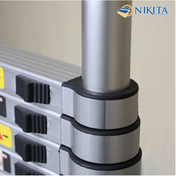 Thang rút đơn đai nhôm bền bỉ, ống thang dày chắc, chân thang chống trượt, chính hãng Nikita