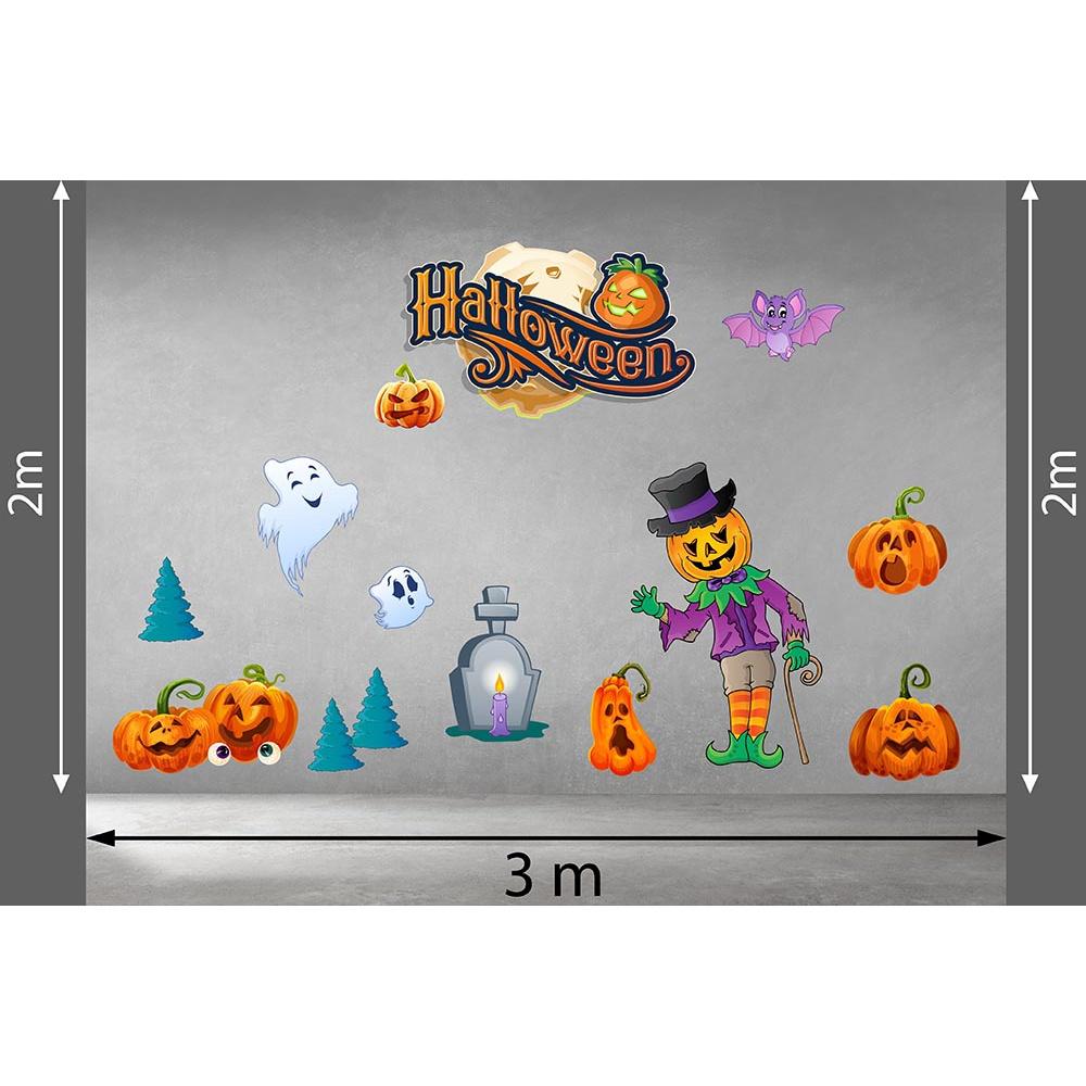 DECAL TRANG TRÍ HALLOWEEN 2021 COMBO CHÚ HỀ VÀ BÍ MA THUẬT