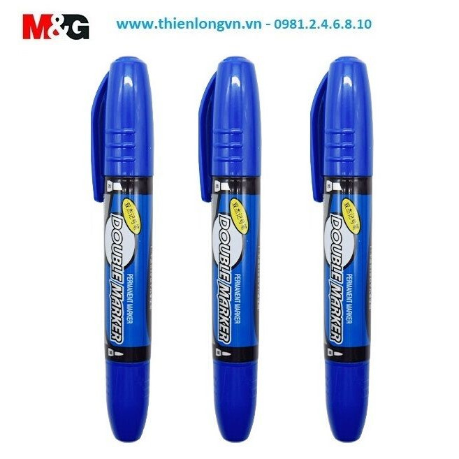 Combo 3 cây bút lông dầu 2 đầu M&amp;G - 2110B mực xanh