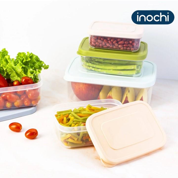 Bộ 6 hộp thực phẩm chữ nhật Hokkaido 500-750-1000-1500-2000-2500ml -inochi- chuẩn chất lượng Nhật Bản