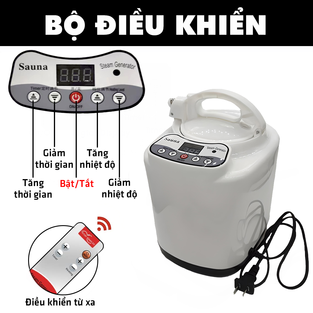 Nồi xông hơi điện tại nhà xông hơi khử trùng thư giãn Spa tại gia tích hợp remote điều khiển từ xa Legaxi