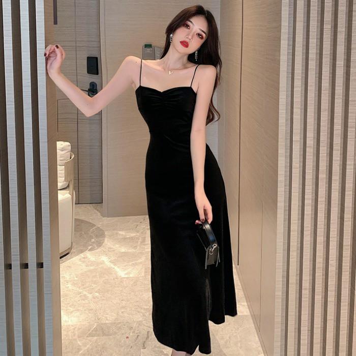 Set ulzzang siêu xinh váy nhung xẻ tà và áo khoác body S M L