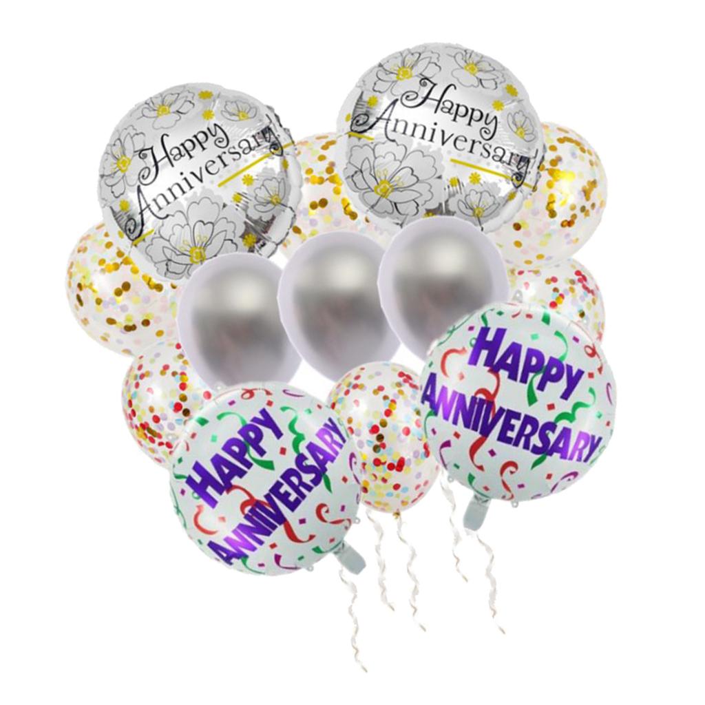 14x Confetti Bóng Bộ Mừng Kỷ Niệm Màng Nhôm Ballon Trang Trí Tiệc