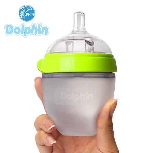 Bình sữa Silicone cao cấp Dolphin cổ rộng 150ml - DP049