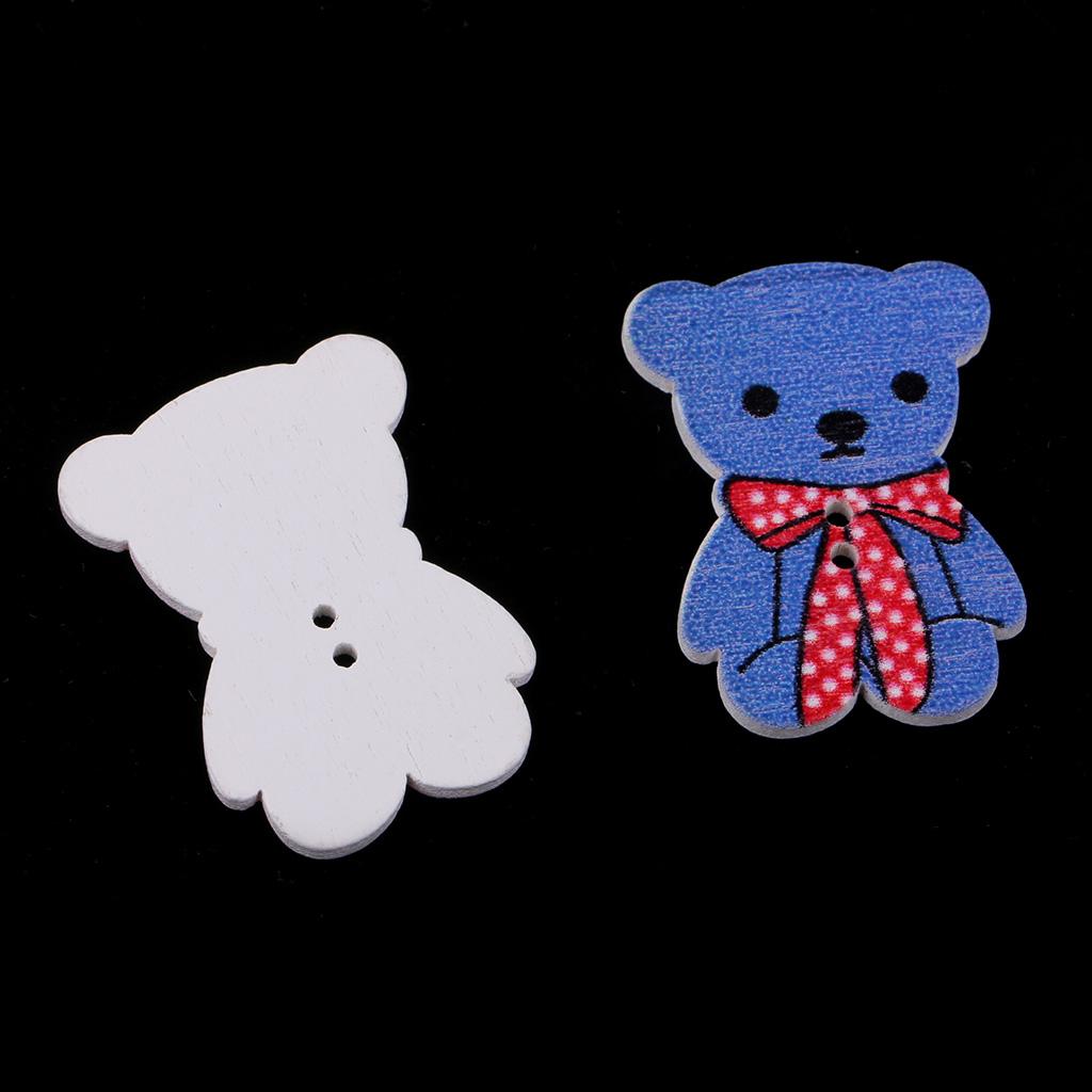 50 Con Hoạt Hình Nút Gỗ 2 Lỗ May Thêu Sò Tự Làm Thủ Công