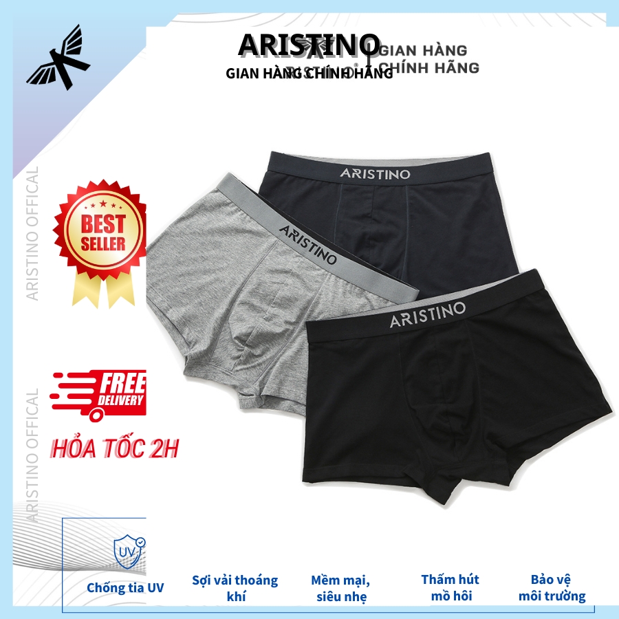 Quần lót nam ARISTINO dáng boxer, quần sịp đùi nam chất liệu cotton thoáng khí, co giãn 4 chiều thoải mái - ABX03707